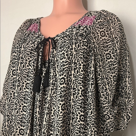 Free People Swing Dress Black Purple Midi Tassel Boho Peasant Hippie Small P - Picture 7 of 16